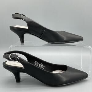 NEW Easy Street Women’s Faye Slingback Heels Black Size 6M